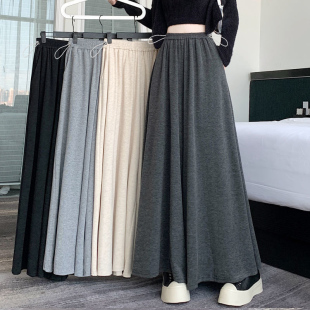 子秋季 裙九分休闲裤 新款 大裙摆裤 外穿垂感宽松糯米阔腿裤 孕妇裤