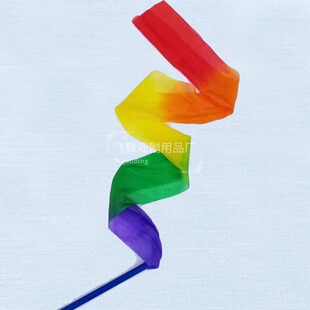 舞蹈道具彩带棒儿童彩带单手甩彩带红飘带运动健身彩带棒秧歌彩带