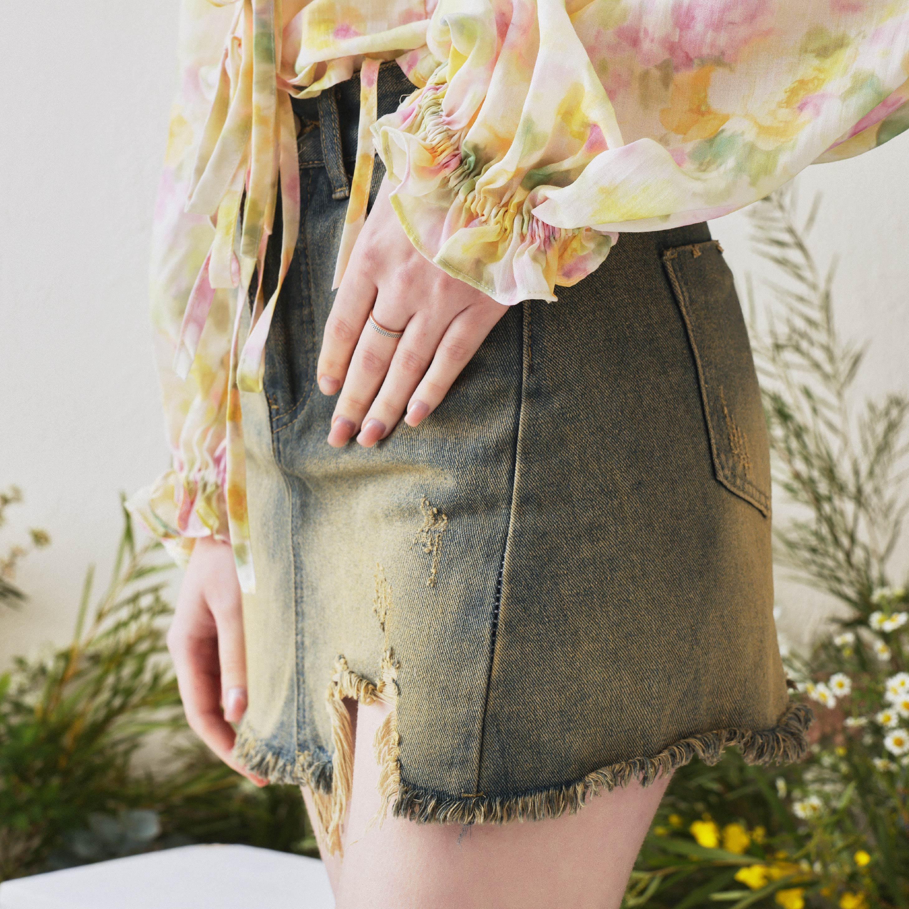 原创设计复古牛仔半裙