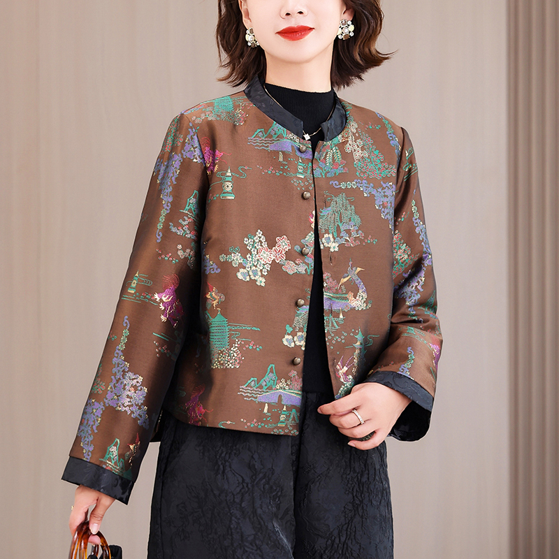 新中式国风提花短款外套女秋冬