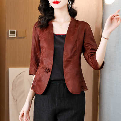 香云纱小西装外套女商场同款秋季