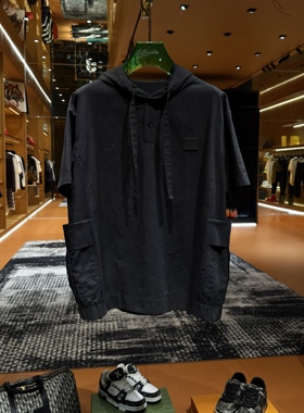 「F6636」“极简风连帽短袖” 夏季透气宽松男款小众设计百搭T恤