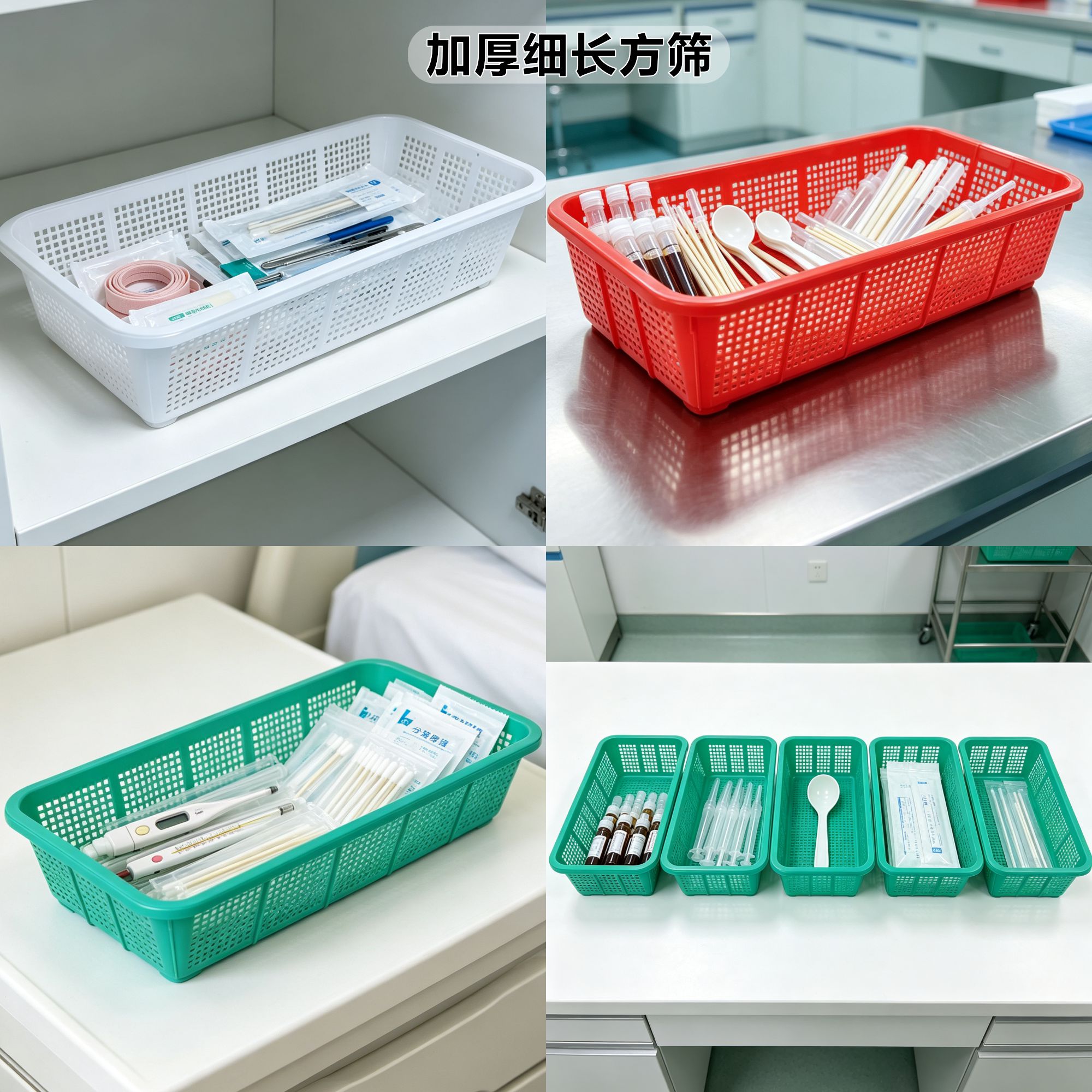 收纳篮长方形塑料筛狭缝收纳筐镂空透气储物篮食品级沥水篮细长款