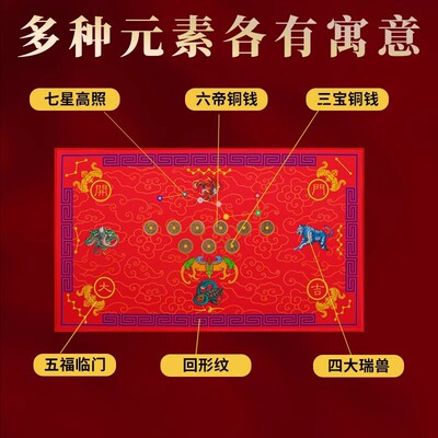 七星聚财五帝钱风水地垫