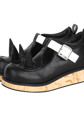 2025新品Lolita鞋圆头高跟恶魔角松糕底个性鞋子C182