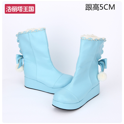 洛丽塔甜美粉色系可爱风雪地靴