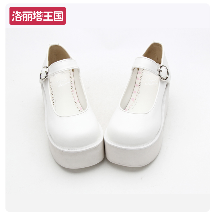 Angelic imprint新款洛丽塔纯色松糕浅口松糕圆头厚底洋装鞋 6016