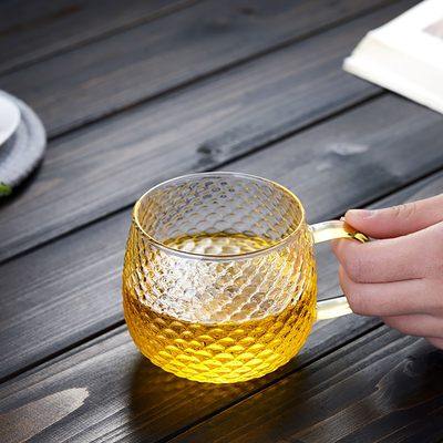 全度锤纹杯子茶杯马克杯咖啡杯日式家用带把水杯玻璃杯