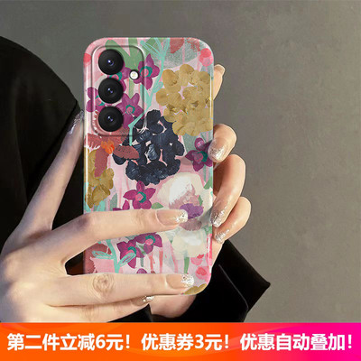 油画花束适用三星S25/S24/S23/A55/A54华为Pura70/NOVA14荣耀90小众oppoReno13新款vivoS30苹果16/15手机壳
