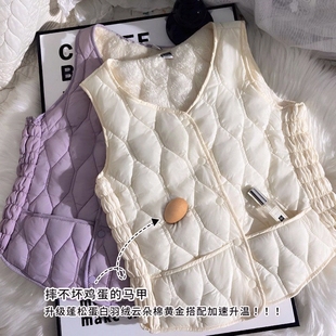 加绒坎肩百搭内胆 短款 涭淁2025新款 羽绒棉马甲女秋冬保暖背心修身
