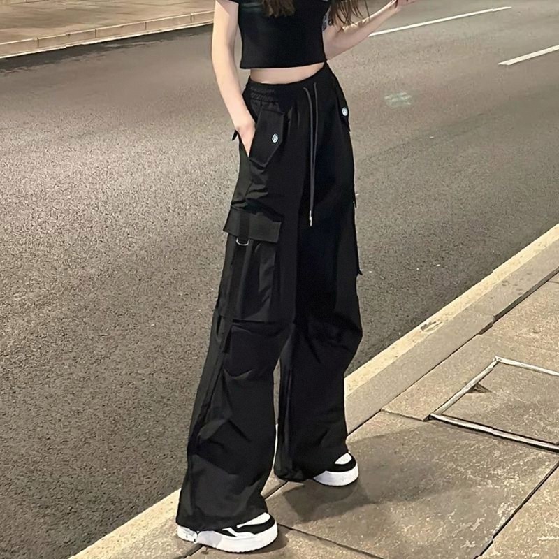 黑色工装裤女款2026新款春秋冬小个子美式复古宽松直筒登山阔腿裤,女装/女士精品,休闲裤,淘宝优惠券,粉丝福利购,淘宝优惠卷