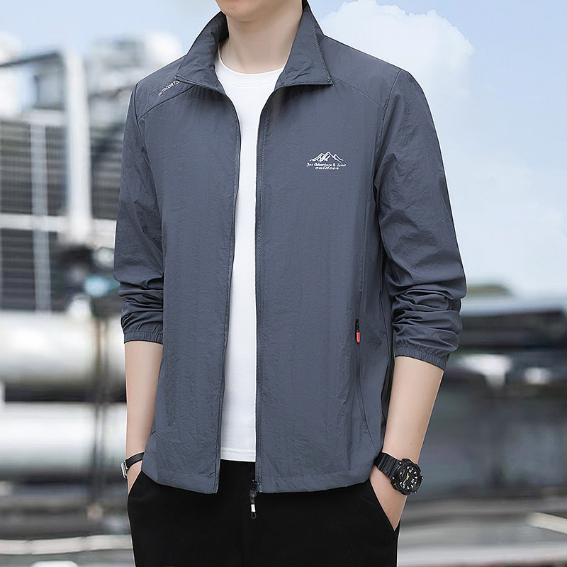 夏季防晒衣男士薄款风衣速干透气风衣宽松大码立领钓鱼防晒服外套