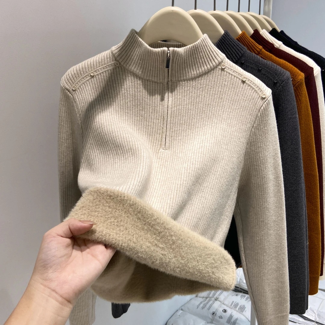 【赠运费险】拉链半高领针织衫