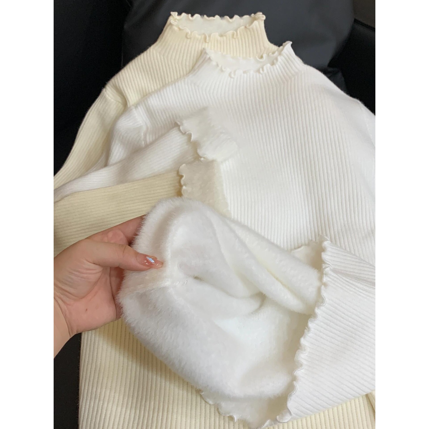 【赠运费险】木耳边一体绒针织衫