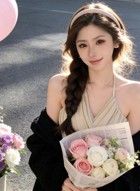 温柔风设计感性感小众交叉挂脖背心吊带女装夏季修身显瘦露腰上衣