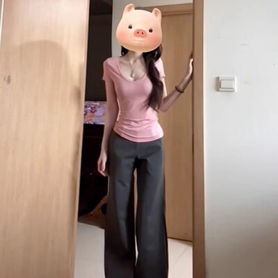 【赠运费险】韩系辣妹粉色上衣