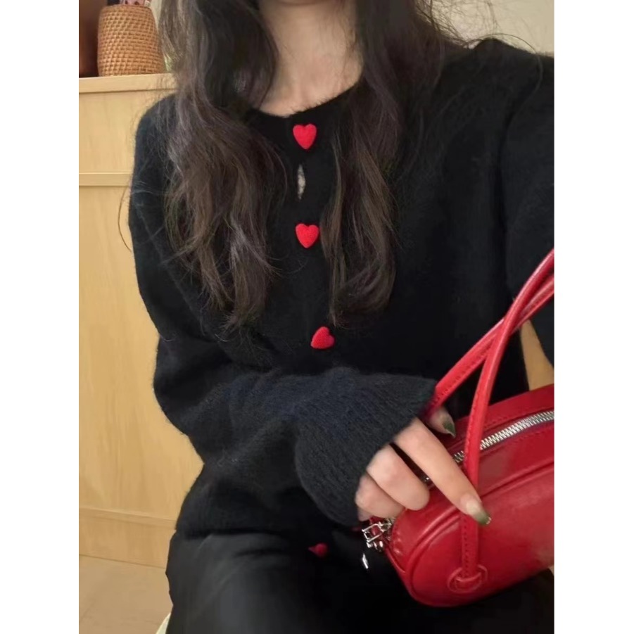 韩系气质慵懒松弛感毛衣外套上衣