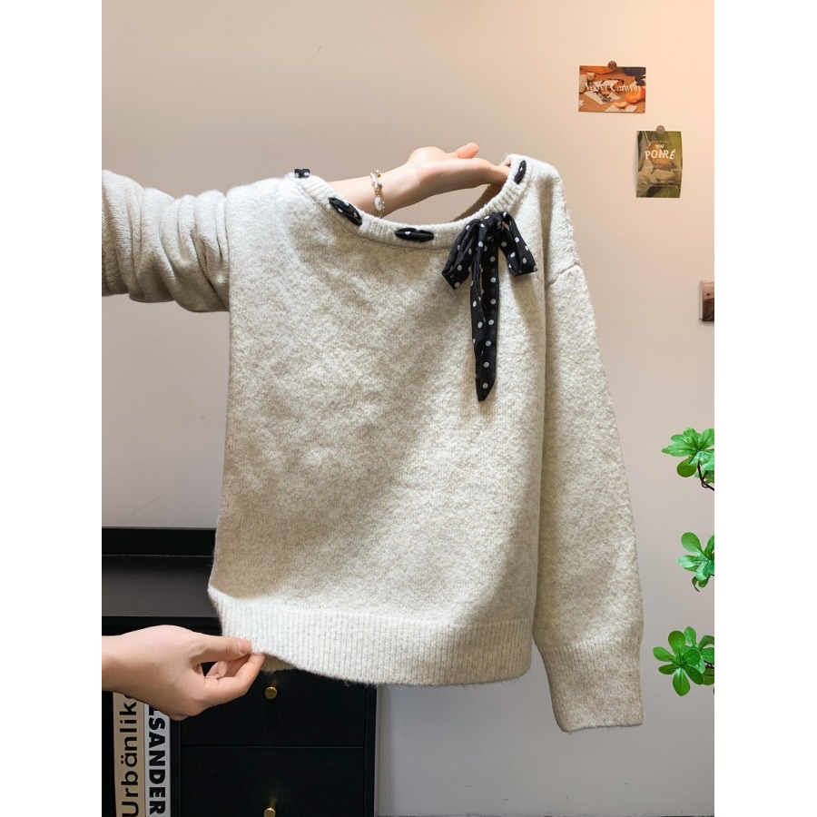 【赠运费险】蝴蝶结系带针织衫