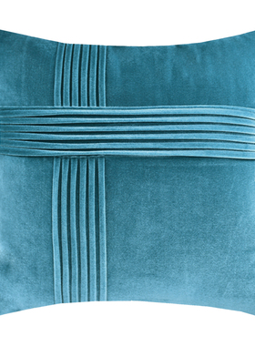 北欧轻奢靠枕丝绒抱枕设计师样板房靠垫蓝色欧式高档沙发床头靠包