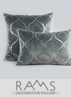 北欧样板房沙发抱枕套法式奢华丝绒亮片绗棉几何刺绣腰枕靠包抱枕