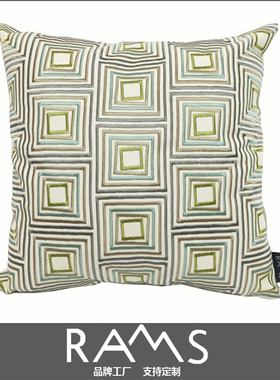 美式全棉几何刺绣抱枕北欧样板房客厅沙发床靠包大靠垫腰枕可定制