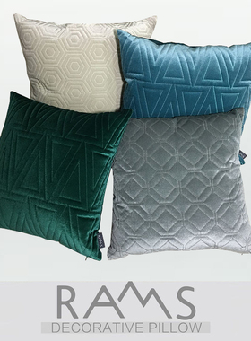 北欧样板房床头沙发靠垫抱枕套简约现代丝绒三角几何绣花靠包定做