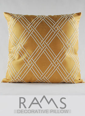 现代中式/法式/样板房/沙发床头/抱枕/菱形格纹立体绣花靠垫红黄