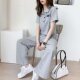 女夏季 阔腿裤 2026新款 减龄短袖 两件套 网红小个子时尚 休闲运动套装