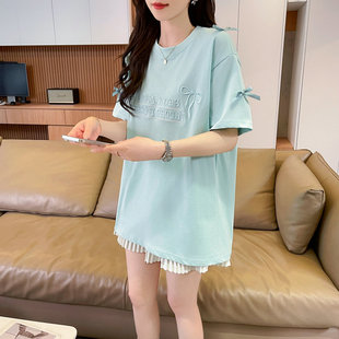 实拍纯棉短袖t恤女夏季新款设计感小个子休闲显瘦上衣ins