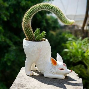 创意狐狸花盆九尾狐专用花园庭院造景植物摆件稀奇古怪可爱装饰品