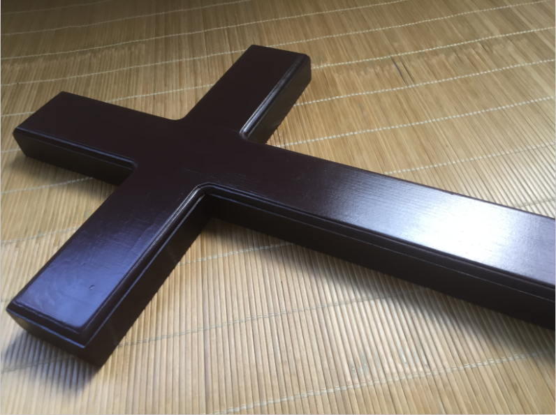 紫檀木色42厘米精品实木大十字架木质家居壁挂件礼物礼品