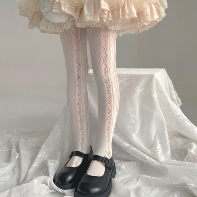 儿童梦幻爱心蕾丝裤袜日系甜美女孩防蚊连脚丝袜洛丽塔百搭连裤袜