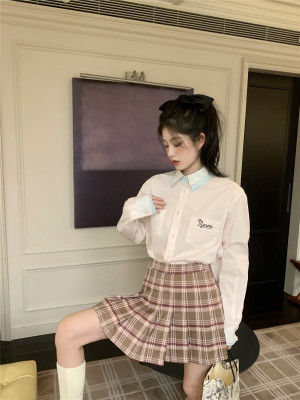 冰淇淋粉霜领全柔棉衬衣