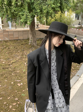 LXLILIUM【伯克利优等生】黑色拱廓形西装外套女夏季薄款小众上衣