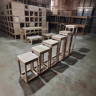 新中式实木花架阳台置物架禅意家用客厅室内简约落地式花几边角几