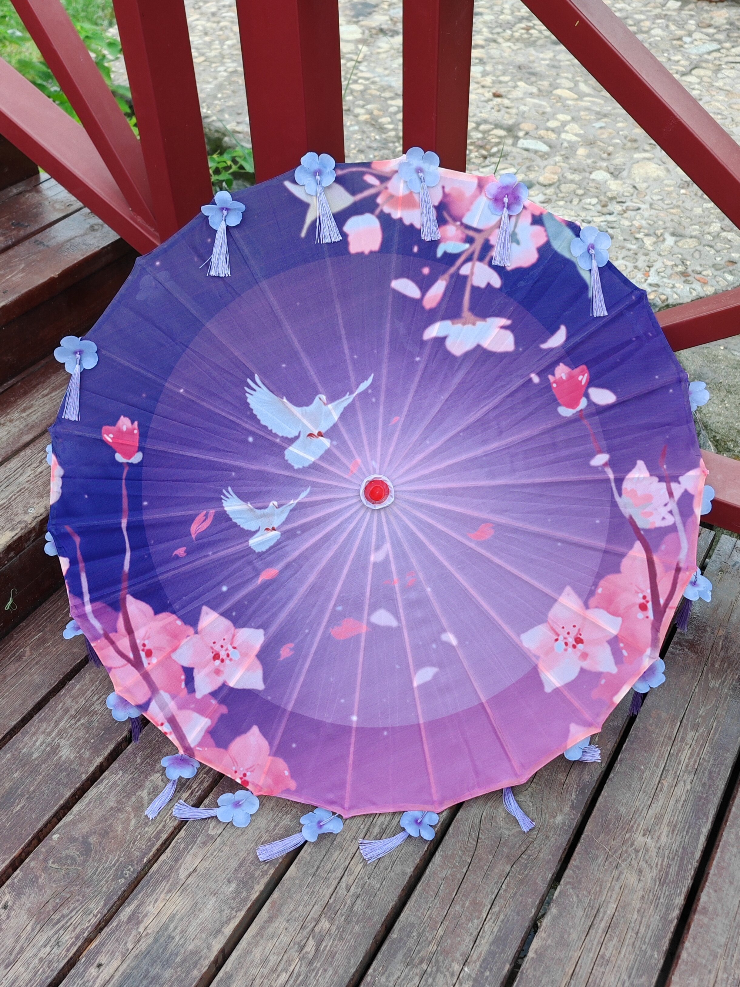 古风油纸伞汉服流苏花瓣伞装饰工艺伞汉服舞蹈伞灯光表演走秀拍照