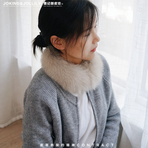 御皮坊冬双面狐狸毛女围巾真毛