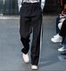 痞帅休闲直筒裤 显瘦免烫直筒西裤 黑白拼接西装 裤 新款 潮牌长裤 男士