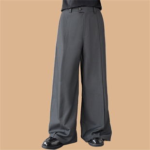 帅气休闲裤 拼接长裤 免烫西装 显瘦男新款 微阔腿裤 直筒裤 裤 宽松西裤