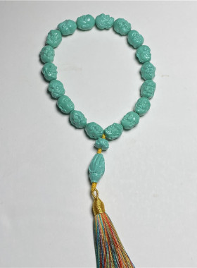 高瓷蓝绿松石长链圆珠散珠DIY手串蒙松文玩手串男女款配饰108颗