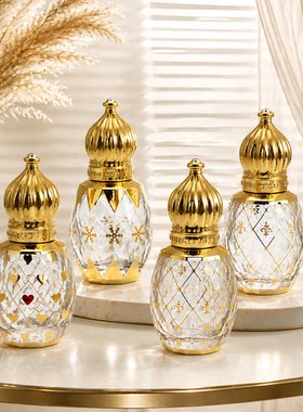 10ml电镀滚珠香水分装瓶复古皇冠玻璃走珠瓶便携精油滚珠空瓶子