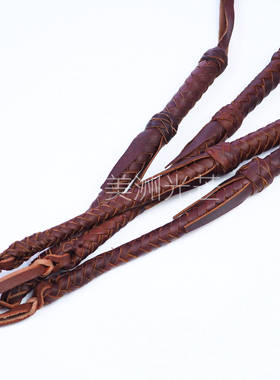 美国进口引领者牛皮编制短马鞭 西部风格牛仔短鞭手鞭美洲光芒