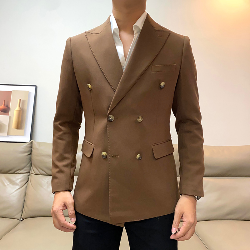 休闲双排扣西装外套上衣