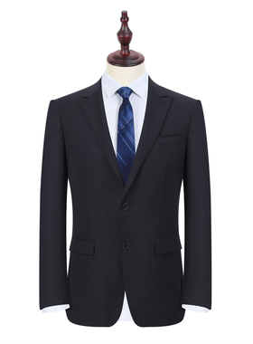 09552/532单西 羊毛100%  男士春秋西服修身二扣黑色西装后中开叉