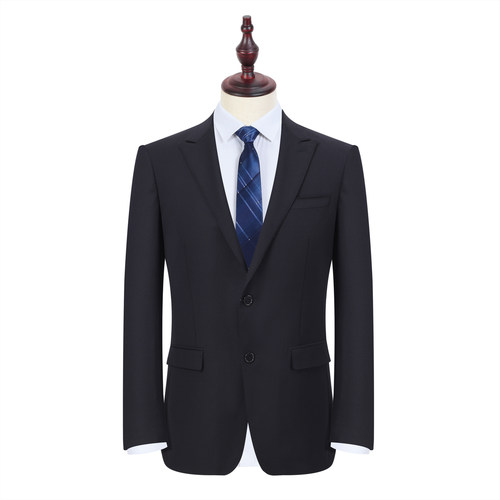 09552/532单西 羊毛100%  男士春秋西服修身二扣黑色西装后中开叉