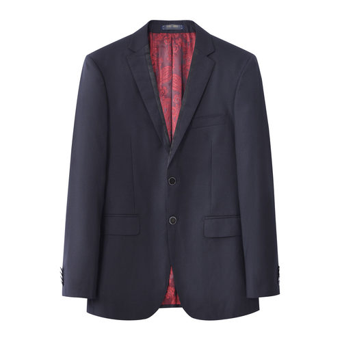 860335 羊毛77.5%桑蚕丝22.5% 春秋新款男士黑色西服修身羊毛单西