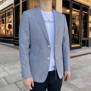 苎麻 2025年夏季 薄款 880364 西装 桑蚕丝 西服单层二扣修身 男 羊毛