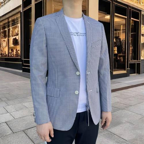 880364 羊毛+桑蚕丝+苎麻 2025年夏季薄款西服单层二扣修身西装男