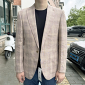 意大利进口面料 薄款 亚麻65% 673006 棉35% 夏季 亚麻透气休闲西装