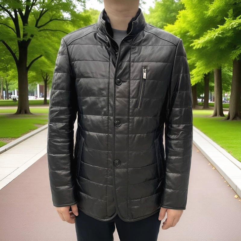 S3950黑色 福利款真皮皮衣男士立领绵羊皮水貂毛领冬季保暖外套